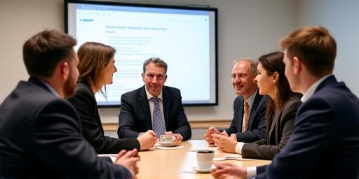 Professional English discussion group in Oxford classroom